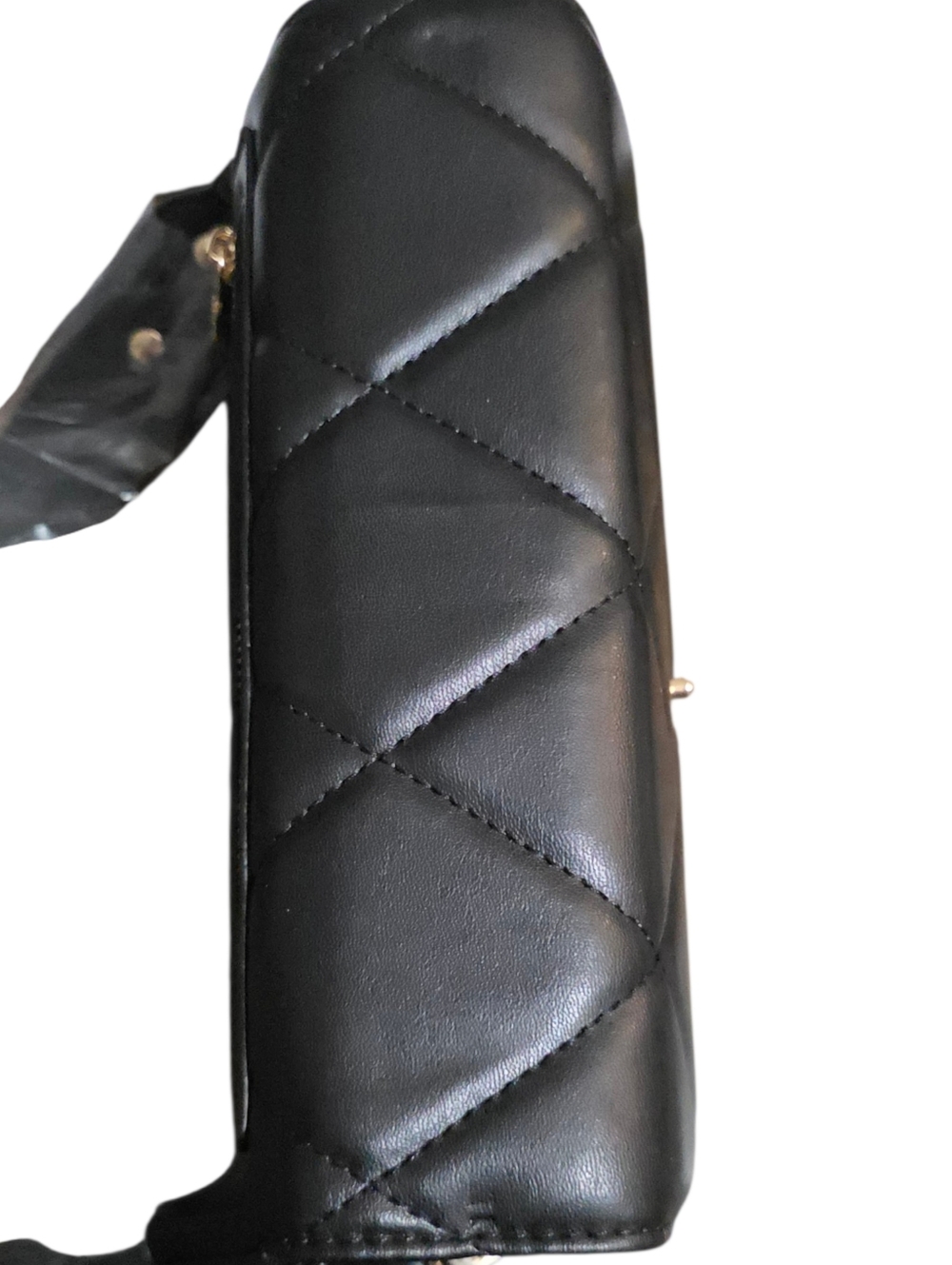Valentino Orlandi Black Quilted Crossbody Bag with Gold Hardware - Picture 6 of 15